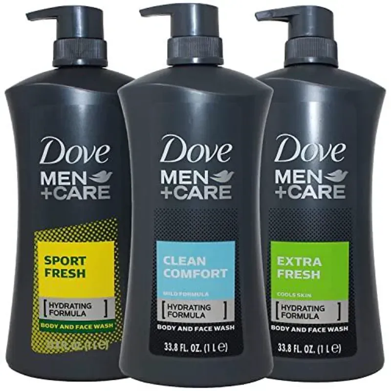 Geles de baño y faciales Dove Men+Care. 