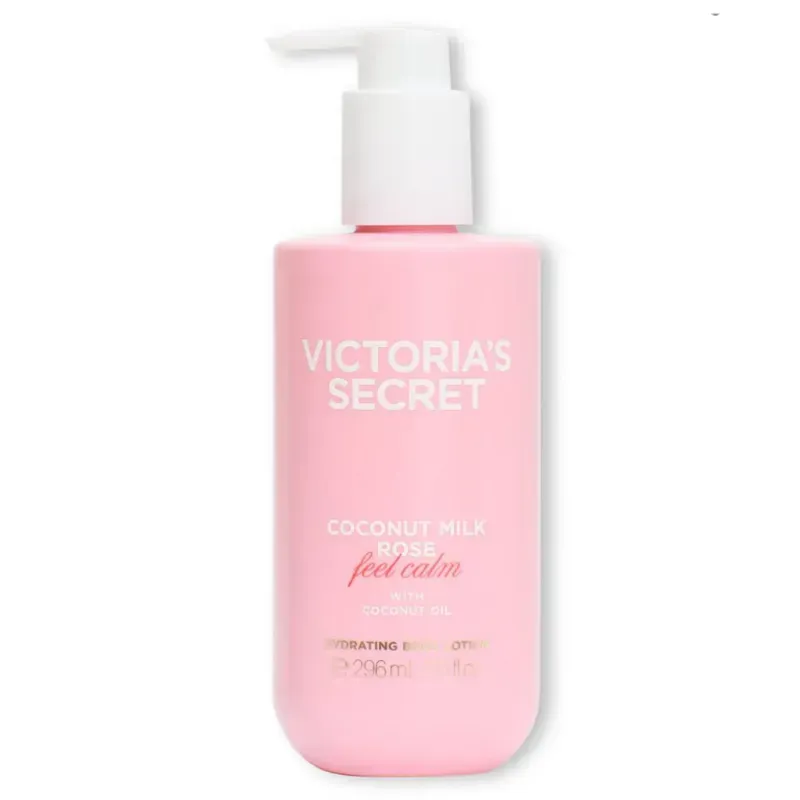 Loción corporal hidratante Victoria's Secret Coconut Milk Rose "Feel Calm" con aceite de coco. 