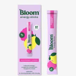 Paquetes de bebida energética en polvo de Bloom Nutrition