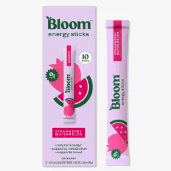 Paquetes de bebida energética en polvo de Bloom Nutrition
