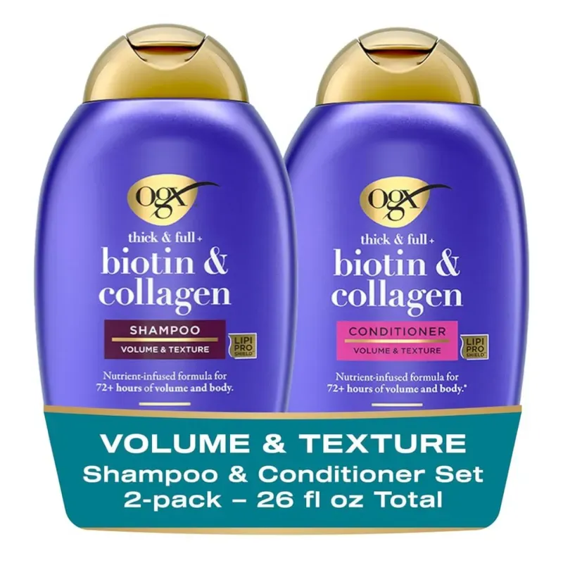 Set de champú y acondicionador OGX Thick & Full + Biotin & Colágeno 