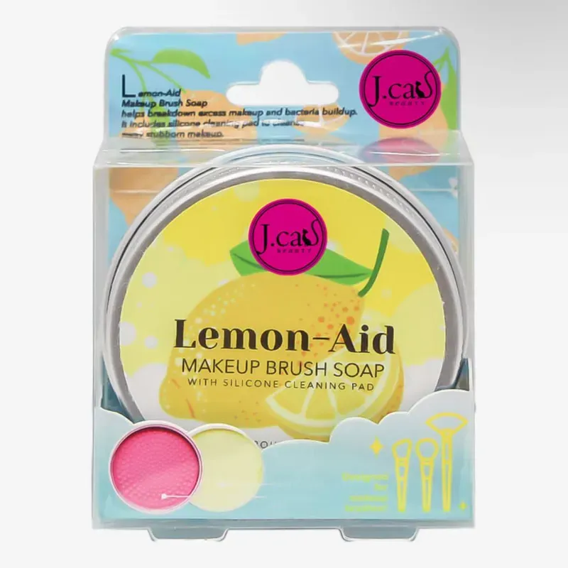 Jabón para brochas de maquillaje Lemon-Aid con almohadilla de limpieza de silicona de J.Cat 