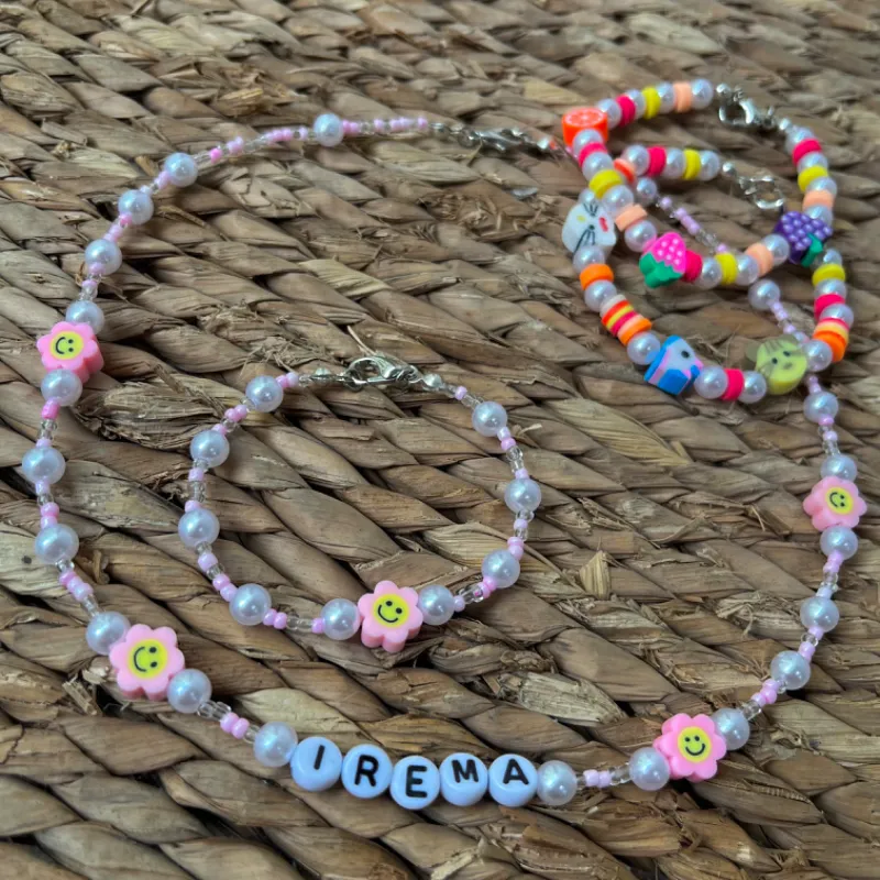 Collar de perlas con fimos y pulsera 