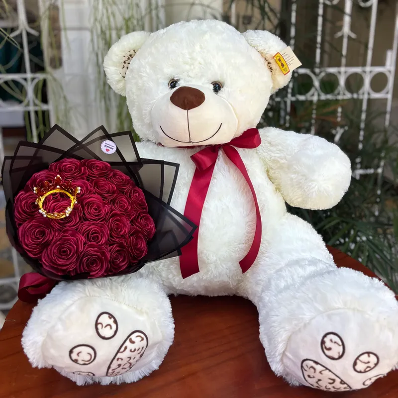 Peluche (grande) y ramo de rosas eternas🧸💐