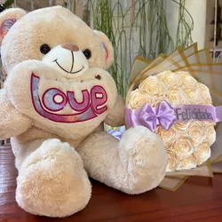 Peluche y ramo de rosas eternas 💐💜