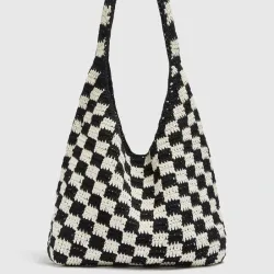Bolso de cuadros tamaño grande