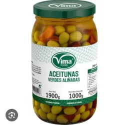 Aceitunas Verdes Con Hueso Aliñadas / Vima (Neto 1900g / Neto Escurrido 1000g)
