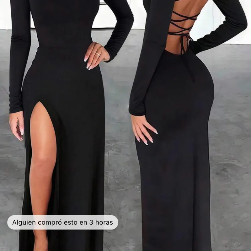 Vestido negro abierto escotado abierto 