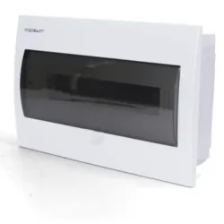 Caja Panel de empotrar color blanco para 12 modulos con puerta transp.