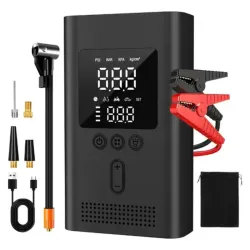 Compresor portátil con arranque de auto, linterna y powerbank de 16000mA
