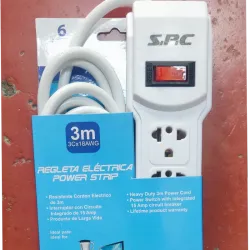 Extensión eléctrica 3m 6 tomas universal