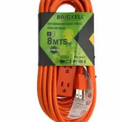 Extensión eléctrica 8m, con regleta de 3 tomas