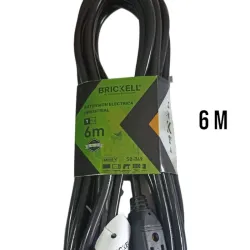 Extensión eléctrica de 6m, regleta de 3 tomas