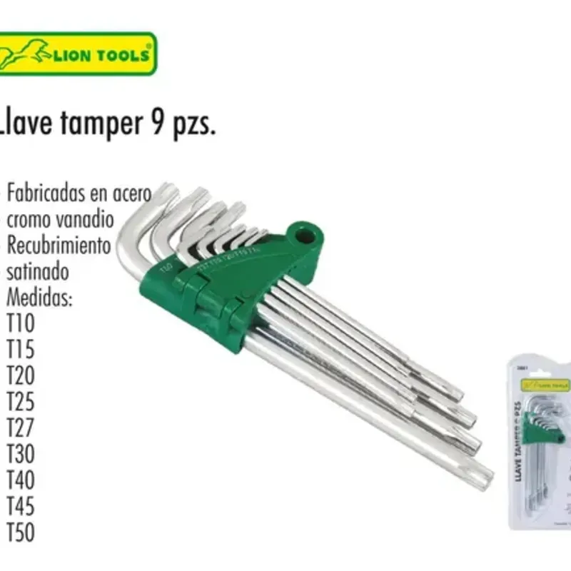 Juego de llaves torx con orificio en la punta