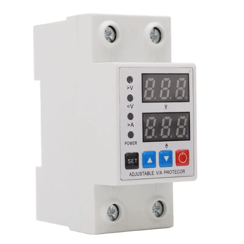 Protector de sobretensión y subtensión, 240 V-300 V, pantalla digital ajustable, dispositivo de protección de corriente y voltaje.