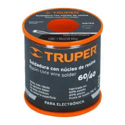 Soldadura 60/40 para electrónica, 450 g, TRUPER SOLDAFÁCIL
