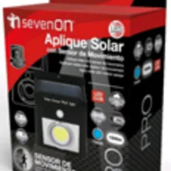 APLIQUE SOLAR 150LM 125MM ON/OFF CON SENSOR MOVIMIENTO PARED LED COB EXTERIOR CUADRADO NEGRO 7HSEVENON CJ.1