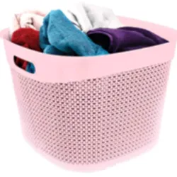 CESTA RESINA CUADRADA C/ASA ROSA