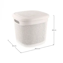CESTA RESINA CUADRADA C/ASAS C/TAPA BLANCO 