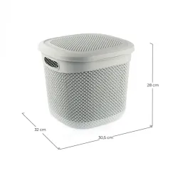 CESTA RESINA CUADRADA C/ASAS C/TAPA GRIS