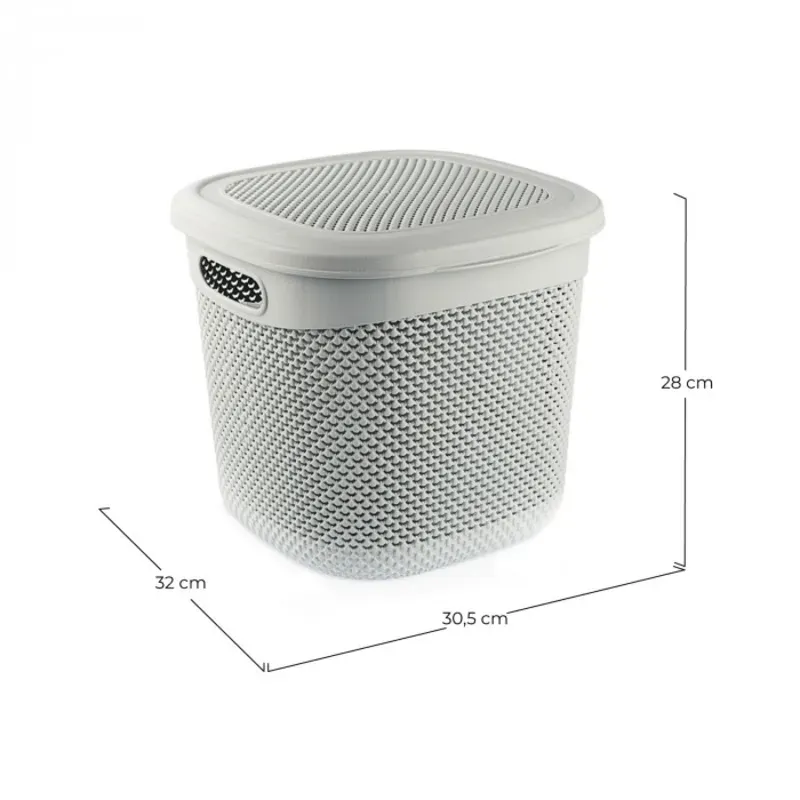 CESTA RESINA CUADRADA C/ASAS C/TAPA GRIS