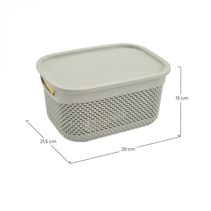 CESTA RESINA RECTANGULAR C/ASAS C/TAPA GRIS