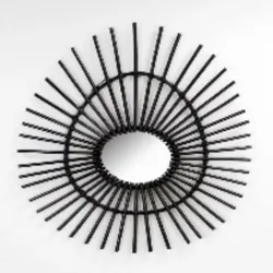 Espejo de Pared en Ratán Ovalado Deko Negro 80cm Thinia Home