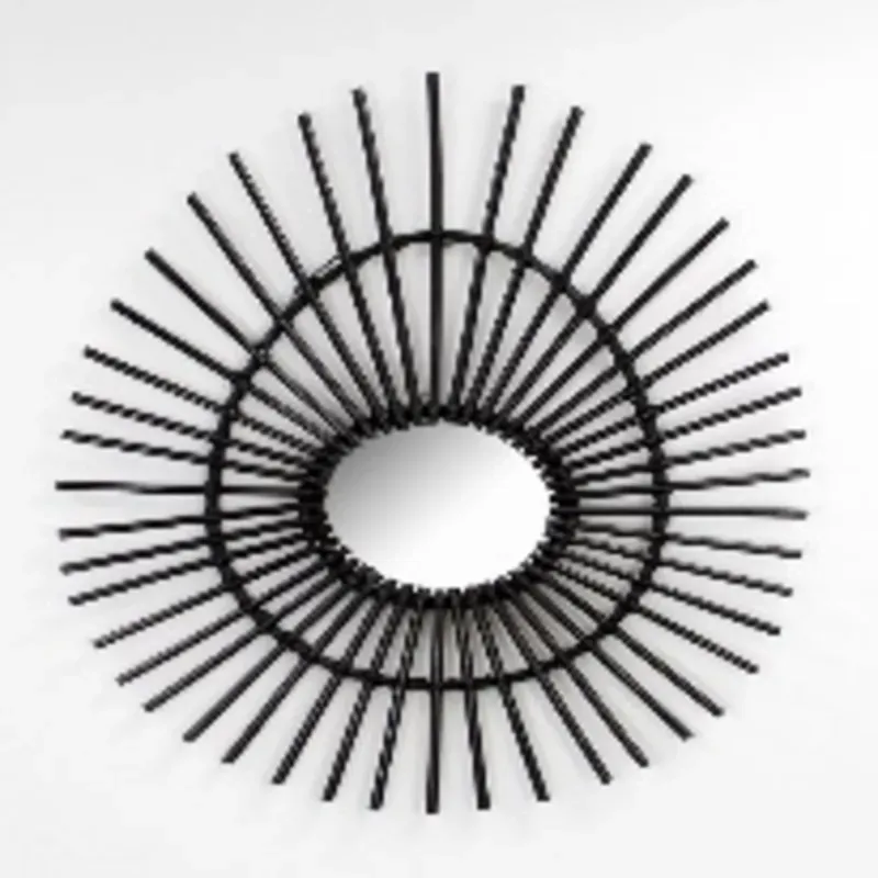Espejo de Pared en Ratán Ovalado Deko Negro 80cm Thinia Home