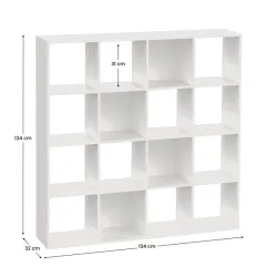 Estantería de 16 Compartimentos SpaceQub 134x31.5x134cm 7house. Blanco