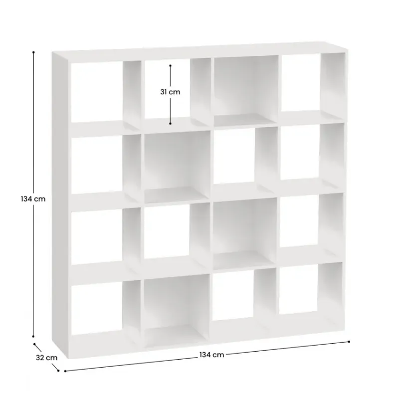 Estantería de 16 Compartimentos SpaceQub 134x31.5x134cm 7house. Blanco