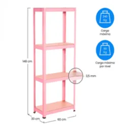 ESTANTERÍA ROSA 4 BALDAS AJUSTABLES 