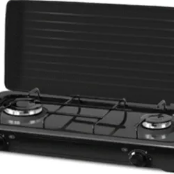 HORNILLO DE GAS NEGRO 2 FUEGOS CON TAPA 