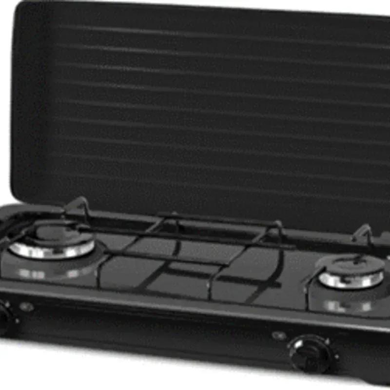HORNILLO DE GAS NEGRO 2 FUEGOS CON TAPA 