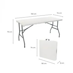 MESA PLEGABLE BLANCA RECTANGULAR 