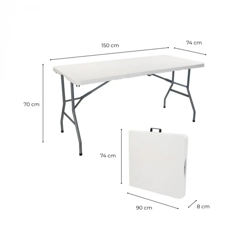 MESA PLEGABLE BLANCA RECTANGULAR 
