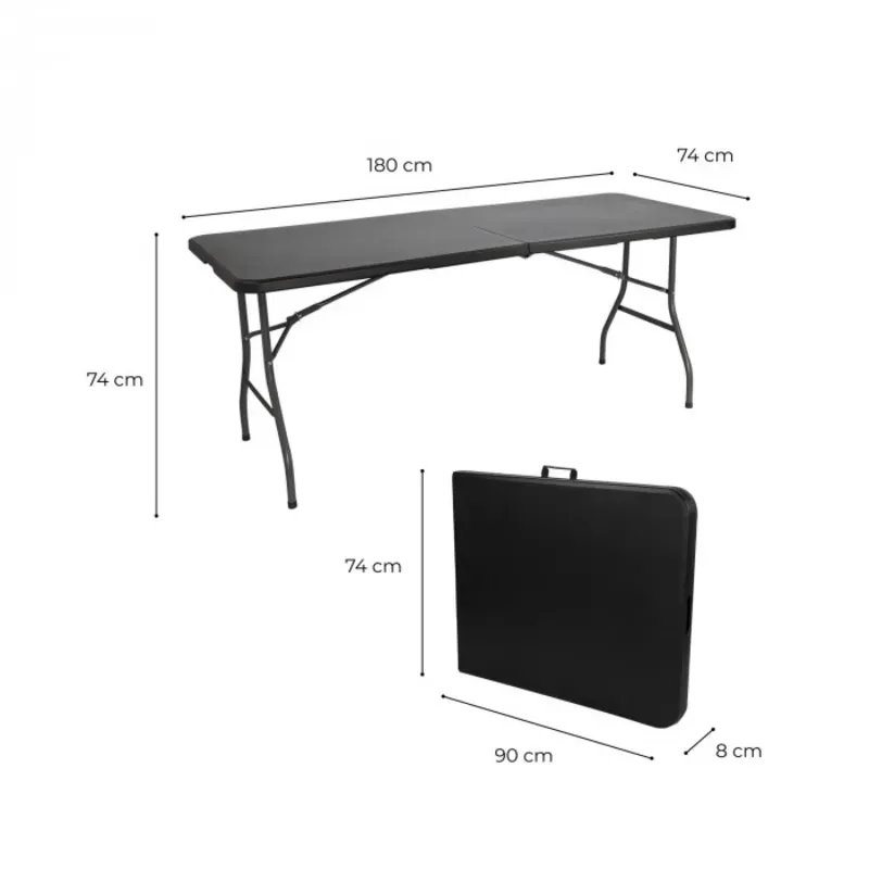 MESA PLEGABLE RECTANGULAR NEGRA