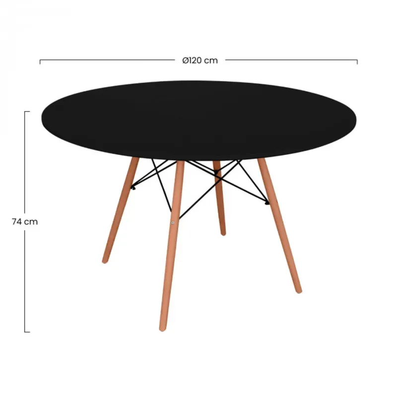 Mesa Redonda de Comedor Estilo Nórdico negra 