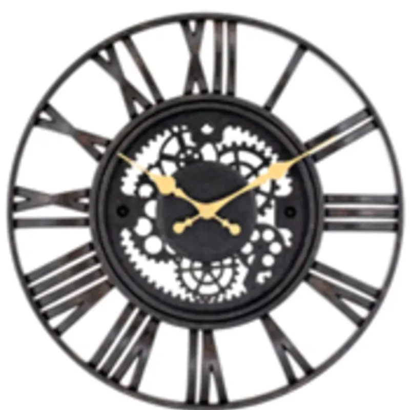 RELOJ DE PARED TROQUELADO NEGRO/DORADO 