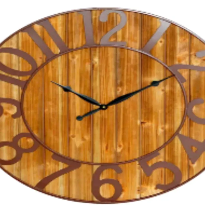 Reloj de Pared Vintage Negro/Madera Oscura 