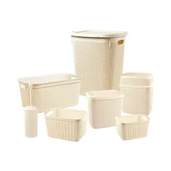 SET DE BAÑO 7 PIEZAS CREMA 7HOUSE