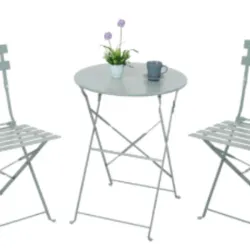 SET MESA Y SILLAS PLEGABLES METAL GRIS 