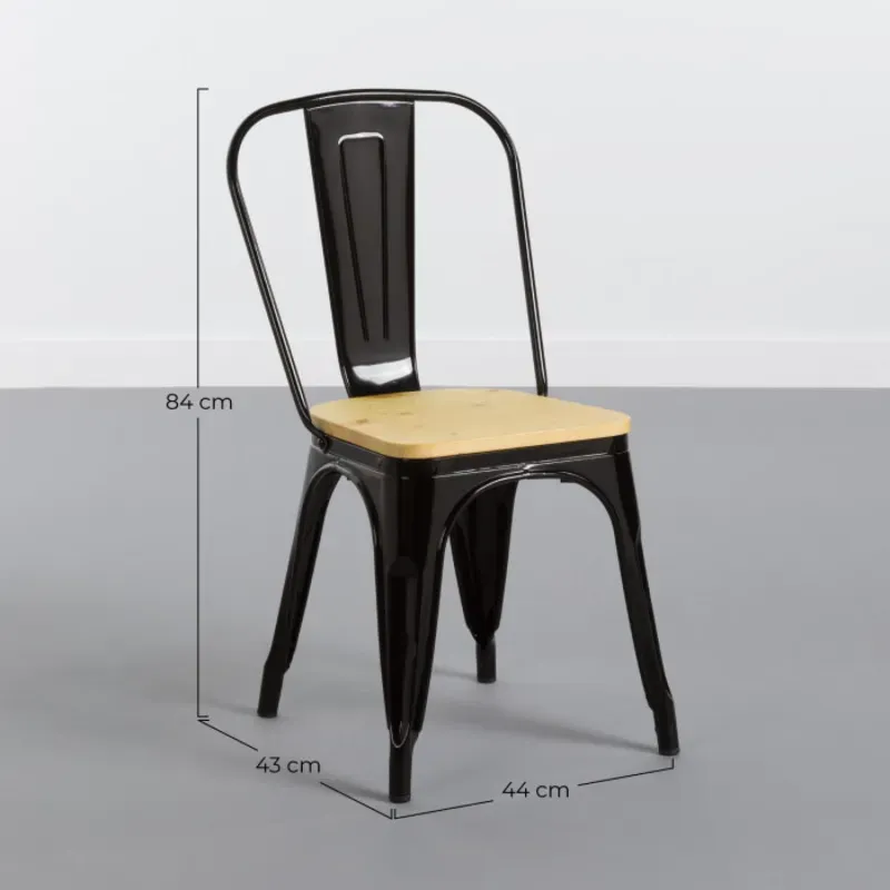 Silla Industrial Strong con Asiento de Madera 