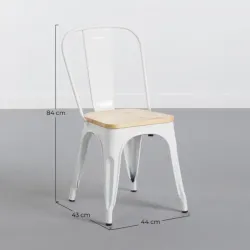 SILLA METÁLICA/MADERA STRONG BLANCO 