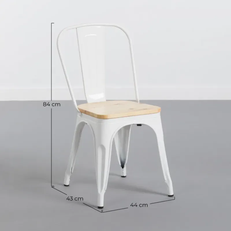 SILLA METÁLICA/MADERA STRONG BLANCO 