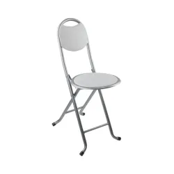 Taburete plegable con respaldo blanco