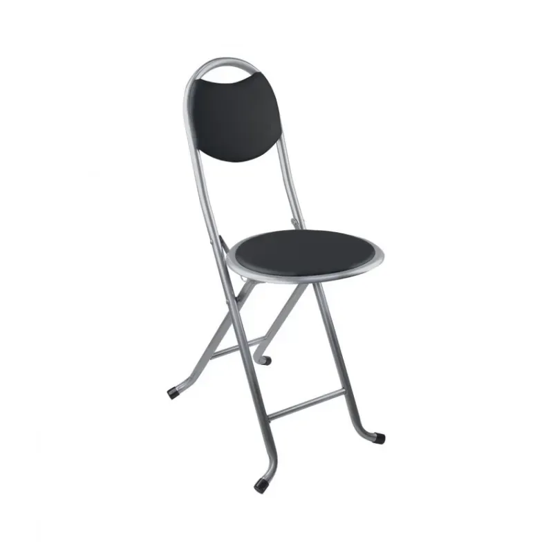 Taburete plegable con respaldo negro