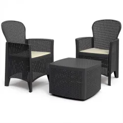 Conjunto de Jardín Mesa y 2 Sillones con Cojines Tree Progarden