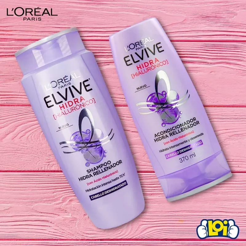 Juego d shampoo 680ml y acondicionador 370ml L'ORÉAL Hidra ( Hialurónico).