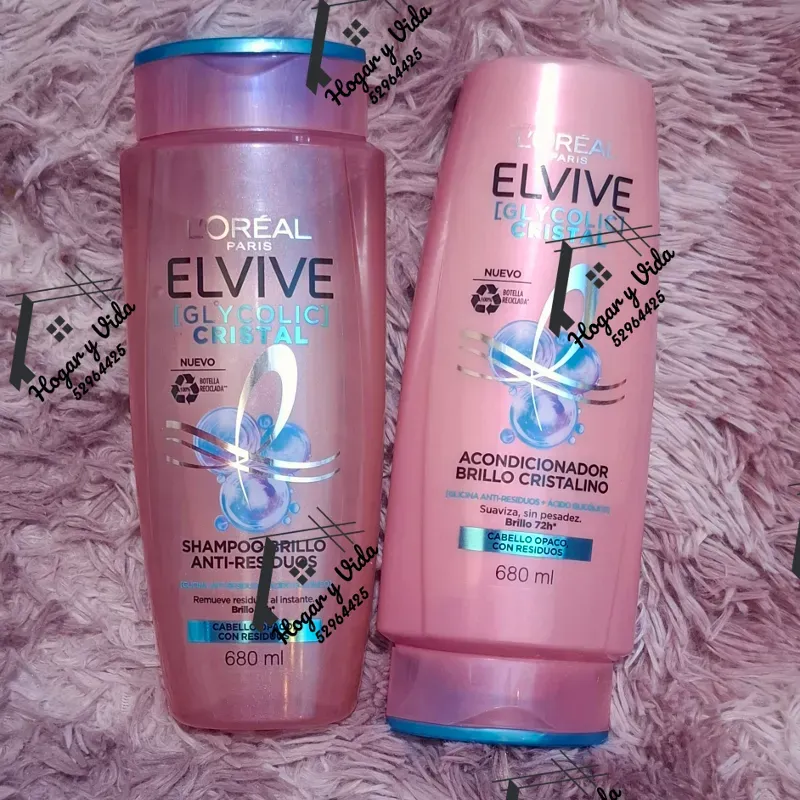 champú y acondicionador L'Oréal Paris Elvive Glycolic Cristal (también conocido como Glycolic Gloss). 680ml 