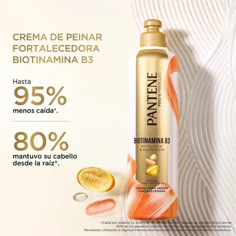 crema para peinar Pantene Pro-V Miracles Biotinamina B3 Anticaída + Nutrición. 300ml 